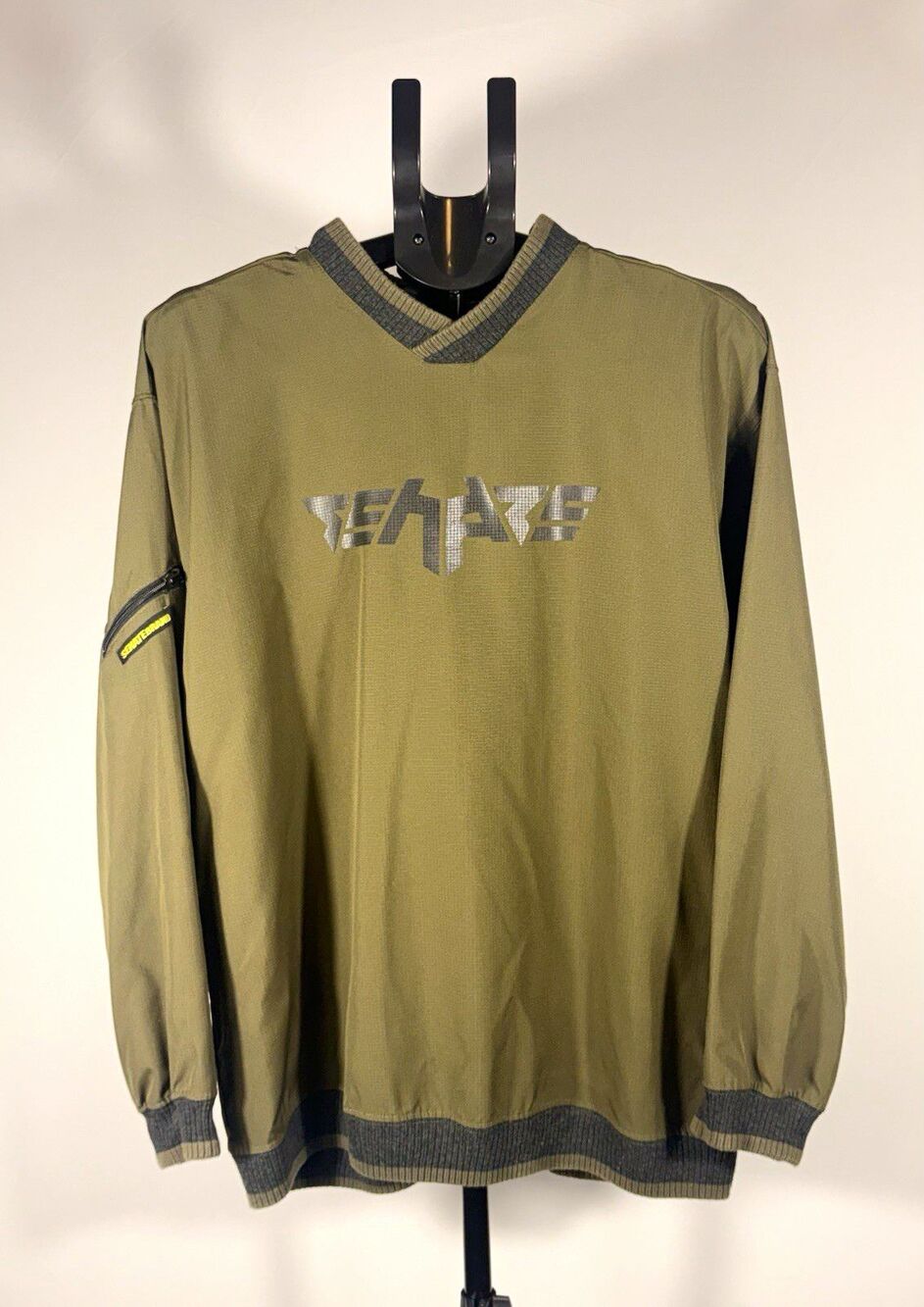 Vintage Senate Low Element Men's Green V-Neck Nylon Pullover Pockets Size L